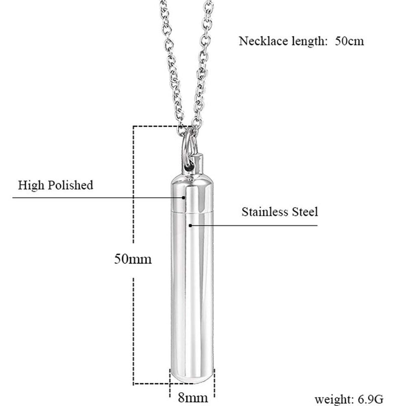 [Australia] - Jude Jewelers Stainless Steel Cone Shaped Perfum Ash Memorial Cremation Keepsake Holder Pendant Necklace Cylinder 