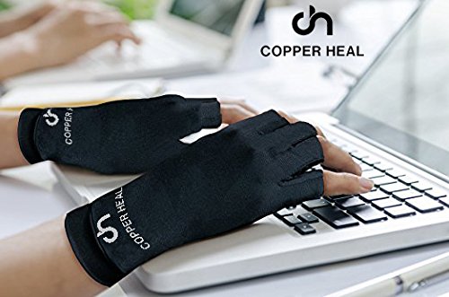 [Australia] - COPPER HEAL Arthritis Compression Gloves Rheumatoid Carpal Tunnel Glove Fingerless Pains Hands Support finger joint Medium (1 Pair) 