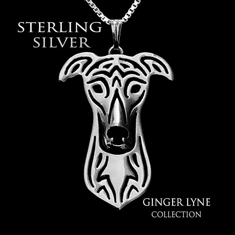 [Australia] - Greyhound Dog Sterling Silver Necklace Dangle Earrings Set by Ginger Lyne Puppy Dog Lovers Pet Pendant Box Chain Doggie Animal Paw Print Heart Jewelry for Pit Mom Women Girls Teens 