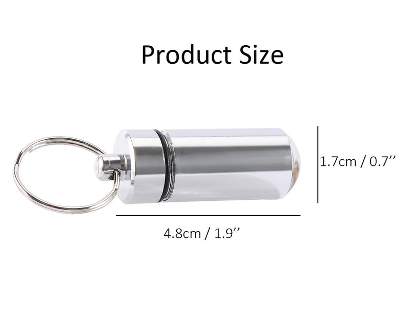 [Australia] - 3Pcs 49 x 17mm Mini Box Keyring-Waterproof Aluminum Travel Small Holder Keychain Portable Mini Box Case Bottle Container Sliver Color 