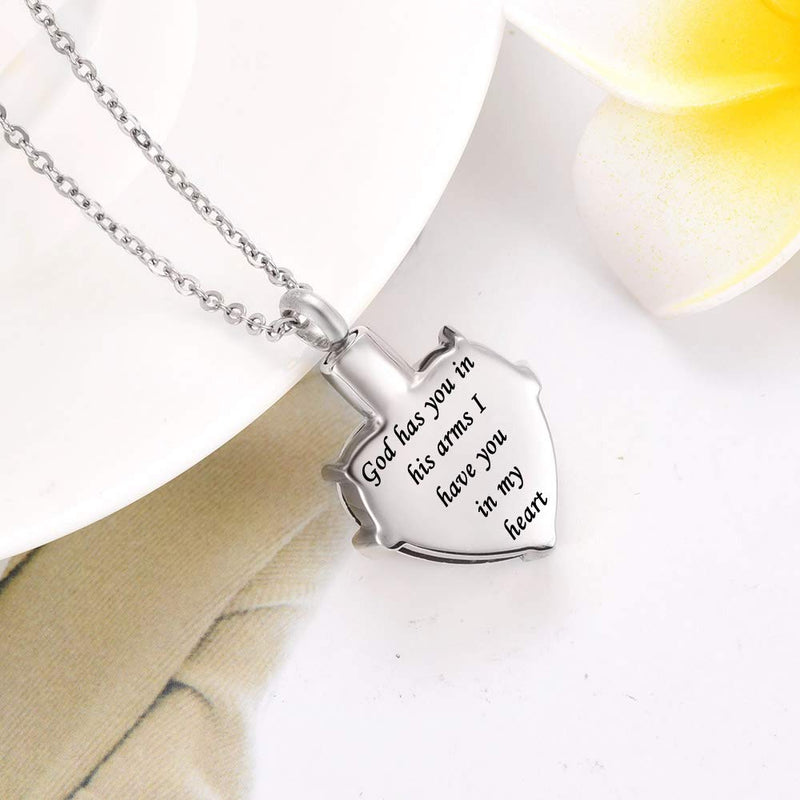 [Australia] - Heart Cremation Urn Necklace for Ashes Urn Jewelry Crystal Memorial Pendant with Fill Kit and Gift Bag - God has You in his arms I Have You in My Heart September 