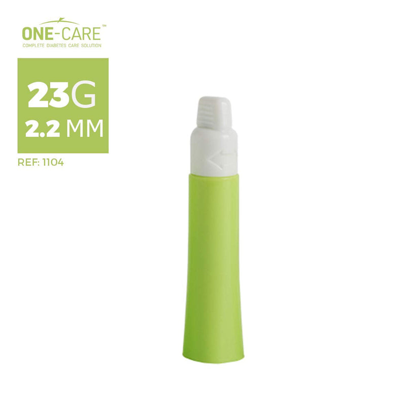 [Australia] - MediVena ONE-Care Safety Lancets, Contact-Activated, 23G x 2.2mm, 100/bx, Sterile, Single-Use, Preloaded, Gentle for Comfortable Testing 