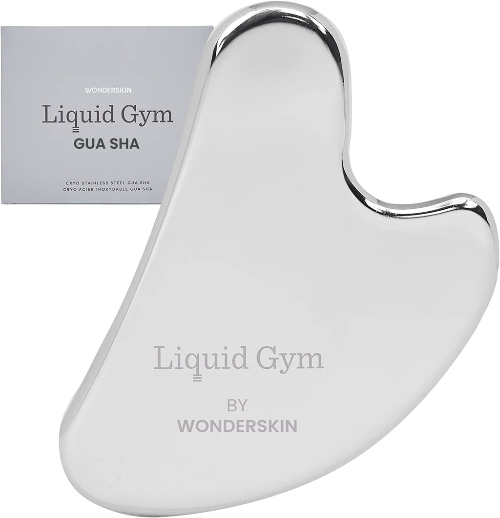 [Australia] - Wonderskin Liquid Gym Gua Sha Face Sculpting Tool, Facial Roller to Reduce Tension, Puffiness & Wrinkles, Skin Care Tool and Jawline Sculptor, Stainless Steel Facial Massager 