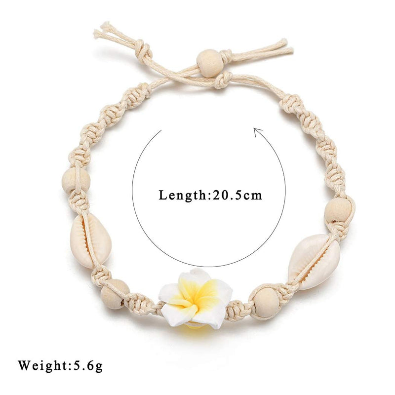 [Australia] - Jeweky Boho Flower Anklets White Shell Ankle Bracelets Chain Beach Foot Jewelry for Women and Girls 