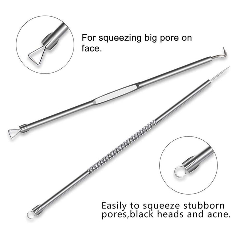 [Australia] - 9 in 1 Blackhead Remover Comedone Extractor Kit, Pimple Popper Tool Kit Pore Extractor Blackhead Extraction Acne Removal Kit for Blemish, Acne Needles Kit for Nose Face with PU Bag 