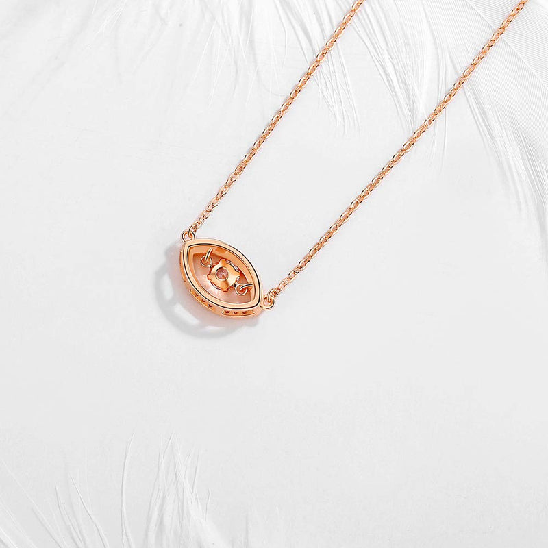 [Australia] - Kaletine Rose Gold Evil Eye Pendant Necklace Sterling Silver Dynamic Cubic Zirconia Solitaire Chain 16-17-18 Inch 