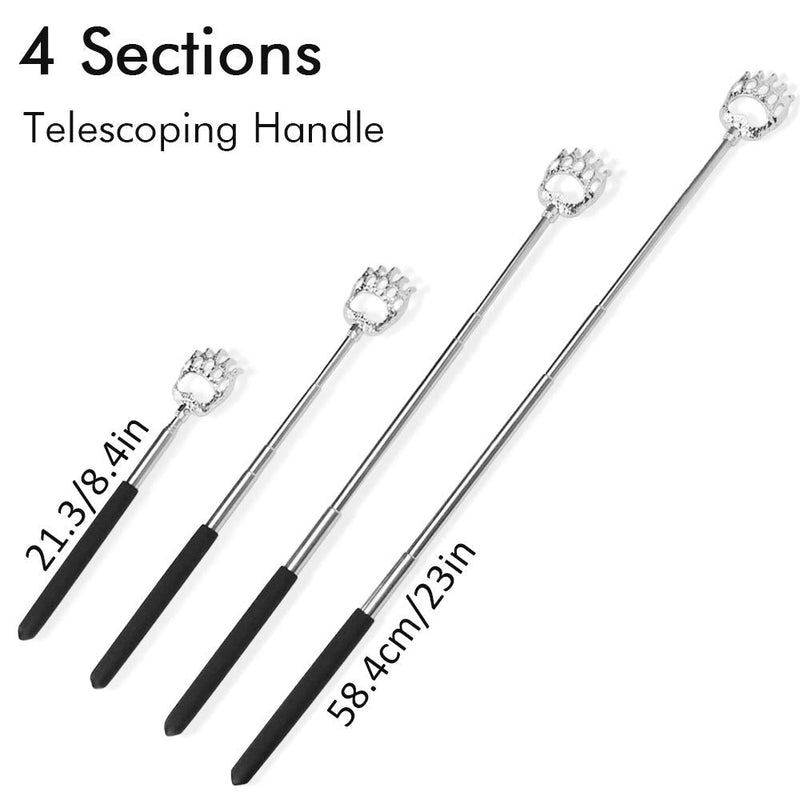 [Australia] - Back Scratcher, Bear Claw Telescopic Back Massager Tool with Soft Rubber Handles, Extendable Telescope Backscratcher Eliminating Back Itching for Both Human and Pets (Black) Black 