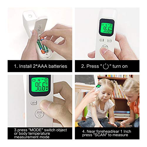 [Australia] - ULBRE Forehead Thermometer for Adults and Kids, No Touch Digital Infrared Thermometer Temperature Gun, Accurate Instant Reading Fever Alarm 20sets Memory 