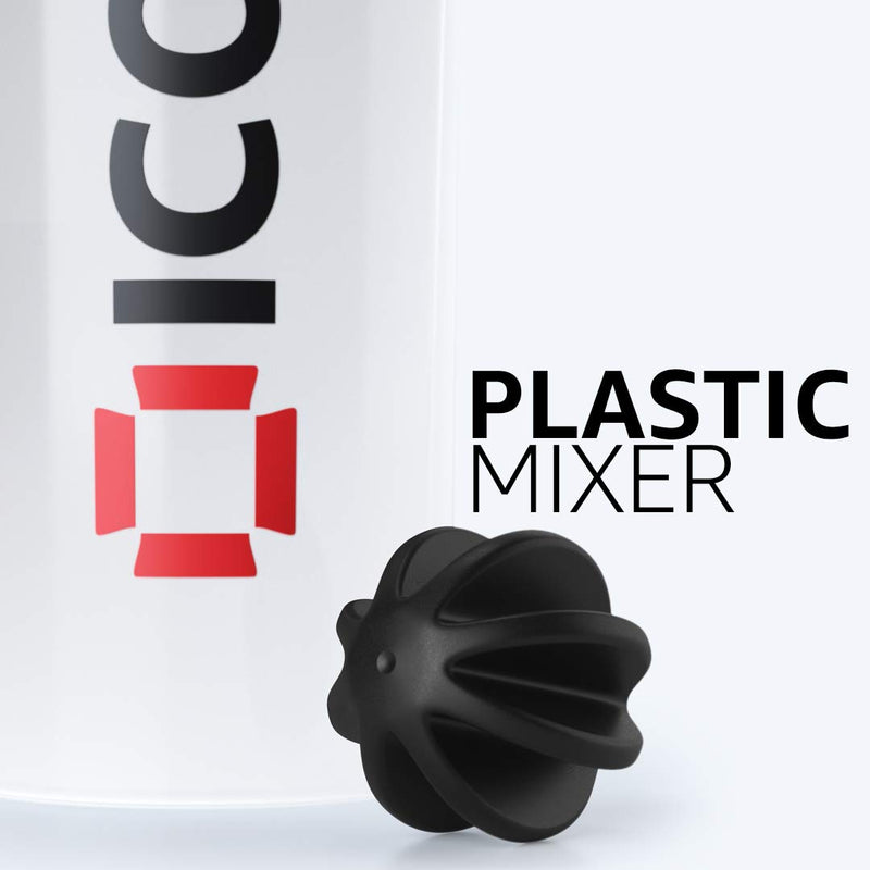 [Australia] - ICON Protein Shaker Bottle, 100% Leak Proof 700ml Protein Shaker - Clear with Red Cap Clear / Black (Red Cap) 