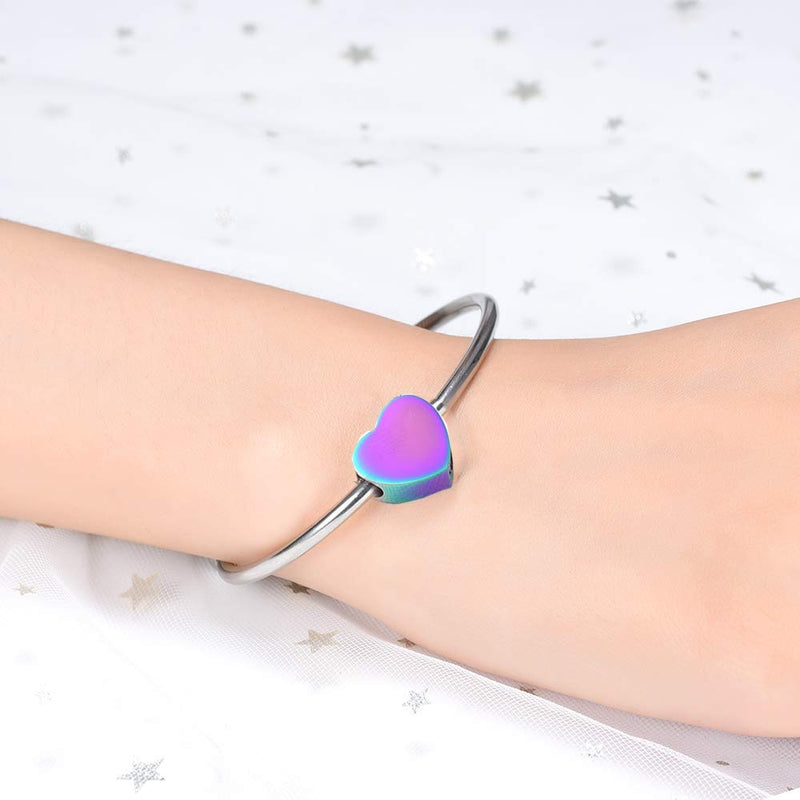 [Australia] - Yinplsmemory Cremation Jewelry Urn Bracelet for Ashes Adjustable Heart Urn Cuff Bracelet for Women/Girl Stainless Steel Ashes Keepsake Memorial Jewelry for Loved One Rainbow 