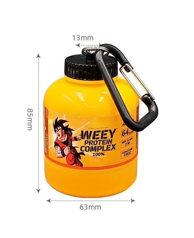 [Australia] - Omana Protein Powder Container Funnel, Portable Supplement Powder Storage with Keychain for Travel Gym Workout Fitness, 200 ml, 60g, Yellow 