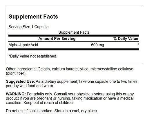 [Australia] - Swanson Alpha Lipoic Acid - Natural Supplement Supporting Healthy Blood Pressure Levels Already Within a Normal Range - Promotes Carbohydrate Metabolism - (60 Capsules, 600mg Each) 1 