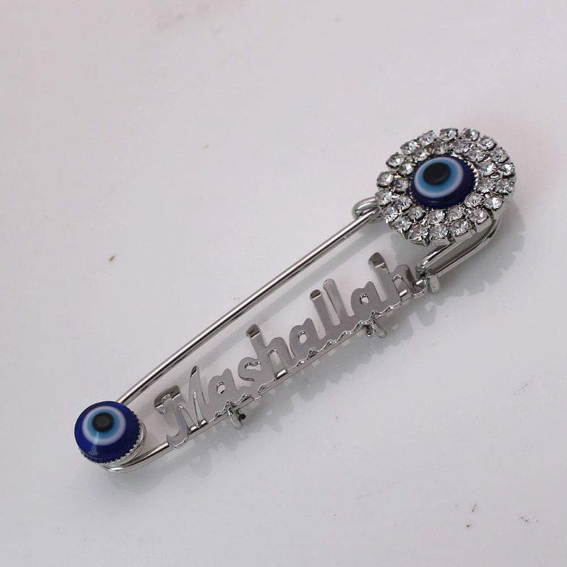 [Australia] - ZKDC Muslim Islam Mashallah Turkey Evil Eye Stainless Steel Crystal Brooch Baby Pin 