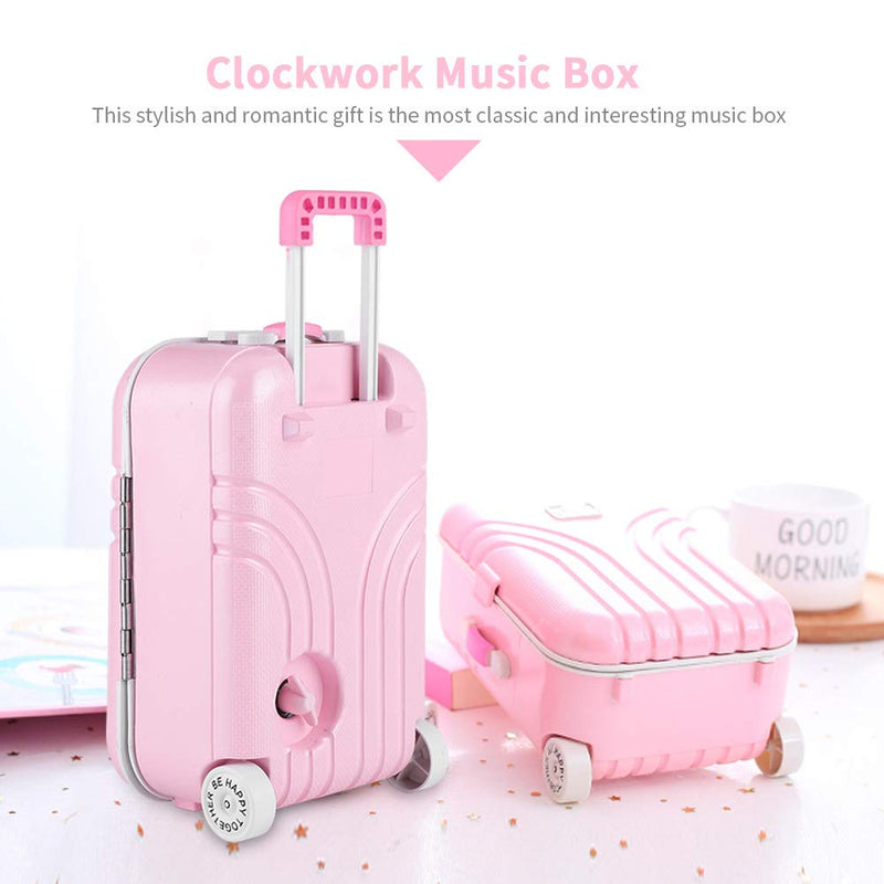 [Australia] - Aukson Girl Cute Pink Suitcase Model Mini Music Box Jewelry Case Craft Gift Kid Toys 