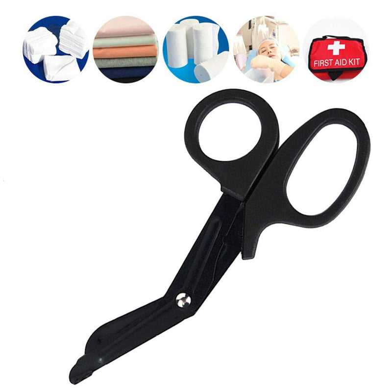 [Australia] - Bandage Shears 7 1/4", Medical Stainless Steel Titanium Bonded Scissors, EMT Trauma Scissors for Emergency Use, Tactical Stealth Black 