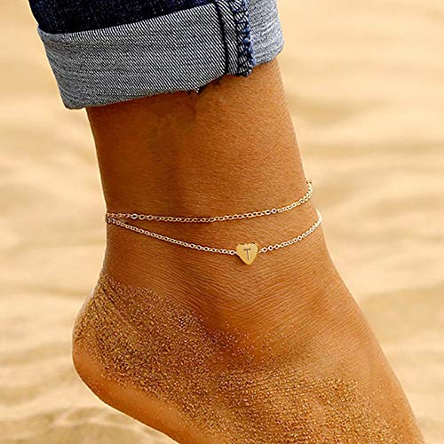 [Australia] - Dcfywl731 Heart Initial Ankle Bracelets for Women,Handmade Dainty Layered Anklet 26 Letter Initial Anklets Gold Anklets Bracelets for Girls Beach Foot Jewelry Gifts Belief 