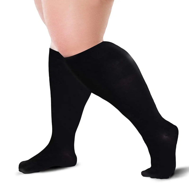 [Australia] - BLU HORN Knee High Compression Socks for Women and Men 20-30 mmHg - Everyday Use Improves Blood Circulation, Relieves Pain & Swelling XX-Large Black 