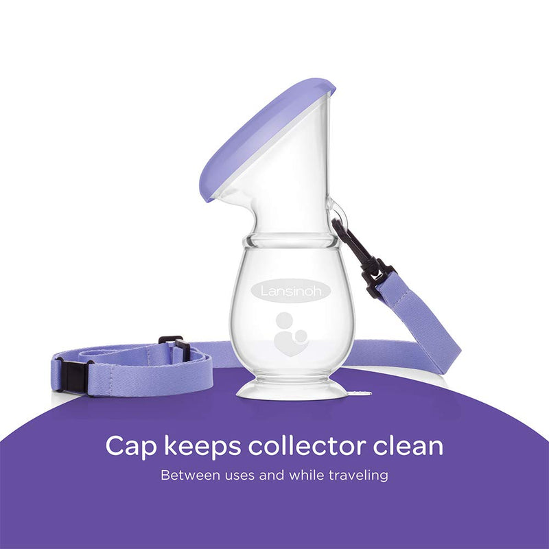 [Australia] - Lansinoh Breastmilk Collector Breastpump for Excess Breast Milk from Breastfeeding Mums BPA BPS Free 100% Silicone with Lid & Neck Strap, Transparent 