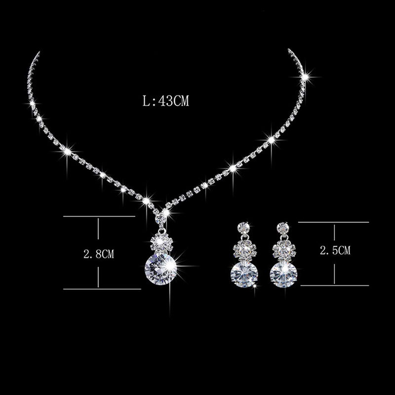 [Australia] - Unicra Bride Silver Bridal Tassel Necklace Earrings Set Crystal Wedding Jewelry Set Pearl Choker Necklace for Women and Girls (3 piece set - 2 earrings and 1 necklace)(NK072-2) 