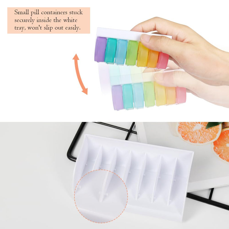 [Australia] - Little Daily Pill Box Case AM PM for 7 Day, Small Pocket Purse Pills Holder, Cute Drug Organiser Container 2 Times a Day Rainbow01 