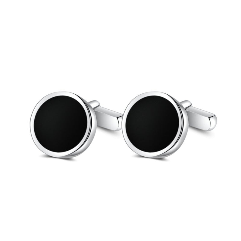 [Australia] - MERIT OCEAN Mens Onyx Cufflinks and Studs Set Silver Black Cufflinks for Men Tuxedo Shirts Business Wedding Gift Black onyx 