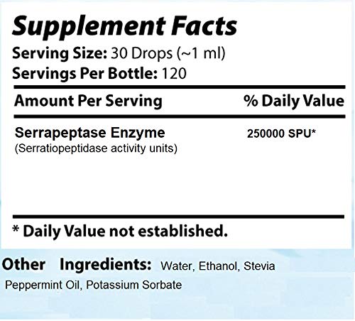 [Australia] - Absonturix Serraptase Enzyme 120 Servings-4 Fl Oz-Serratiopeptidase Activity units-Anti oxidant 250000 spu per serving-Easy Absorption New Improved Formula Made in USA 