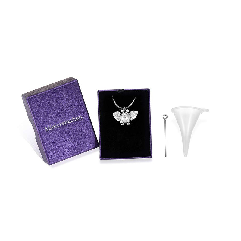 [Australia] - Minicremation Cremation Jewelry Urn Necklace for Ashes, Flying Pig Memorial Pendant Made of 316L Stainless Steel, Keepsakes Locket Four Colors Can be Choose. Silvery 