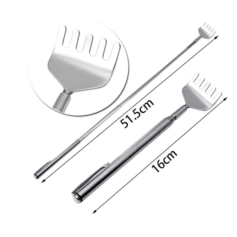 [Australia] - 4 Pack Back Scratcher, Telescopic Back Scratcher Portable Extendable Back Scratchers 16-55.1cm Stainless Steel Massager Tool with Pocket Clip for Men Women Kids 