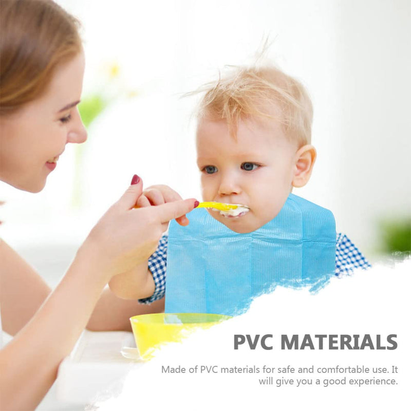 [Australia] - EXCEART 60Pcs Disposable Adult Bibs Disposable Adult Tie- Back Poly Bibs Blue Large Overhead Apron Bib for Elderly Women, Men,45X37X0.5CM 