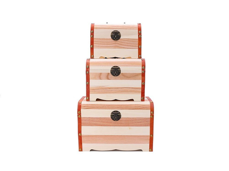 [Australia] - Willcomes Wooden Money Storage Box Treasure Chest Piggy Bank Handmade Jewelry Organizer with Lock and Two Keys Large 