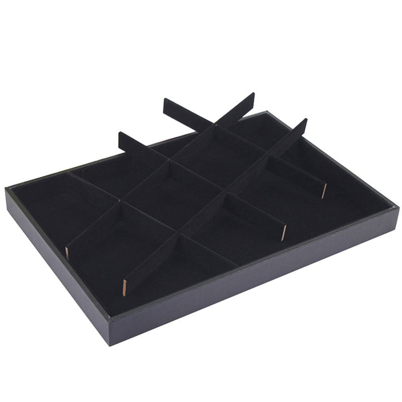 [Australia] - Wuligirl 12 Grid Jewelry Tray Display Stackable Storage Earring Brooch Velvet, Black (12 Grid Jewelry Tray) 