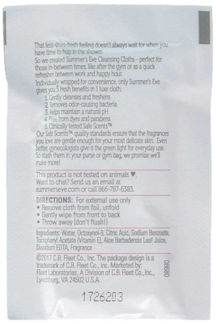 [Australia] - Summers Eve Sheer Floral Cleansing Cloths, Individually Wrapped, 16-Count (2-Pack) 