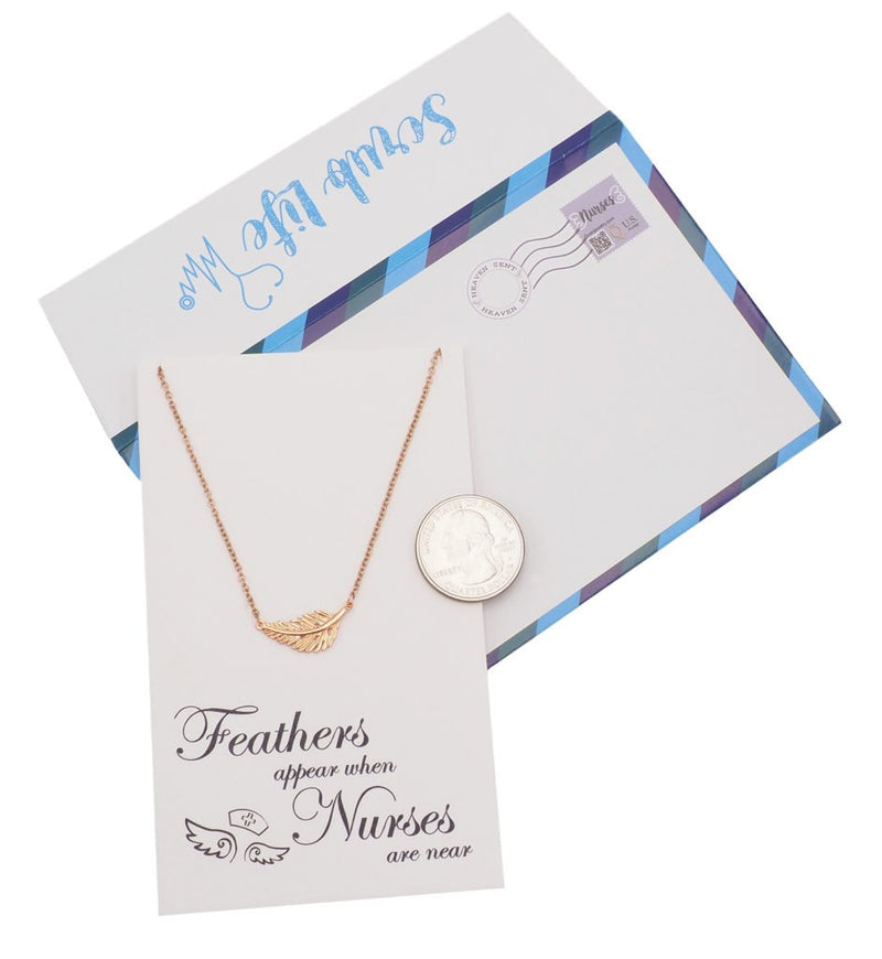 [Australia] - Quan Jewelry Nurse Appreciation Gifts, Handmade Boho Feather Pendant Necklace with Greeting Card, Handmade Jewelry, Graduation Gifts for Nurses (Rose Gold-Tone) 