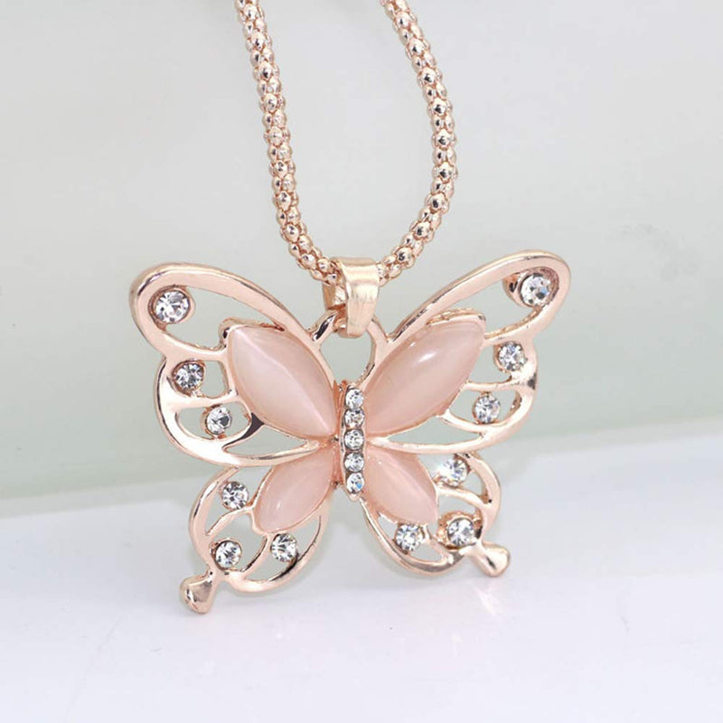 [Australia] - Comelyjewel Necklace Hollow Crystal Butterfly Pendant Necklace Jewelry for Women Girl Birthday Gifts Durable and Useful 