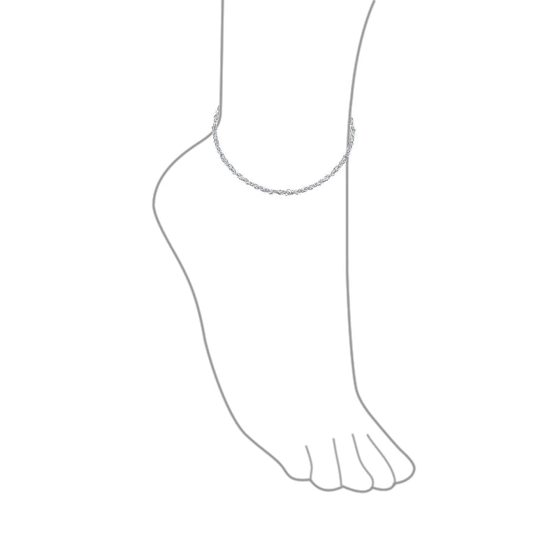 [Australia] - Singapore Chain Twisted Curb Anklet For Teen Ankle Bracelet For Women 925 Sterling Silver 9 or 10 Inch Made In Italy 10.0 Inches 