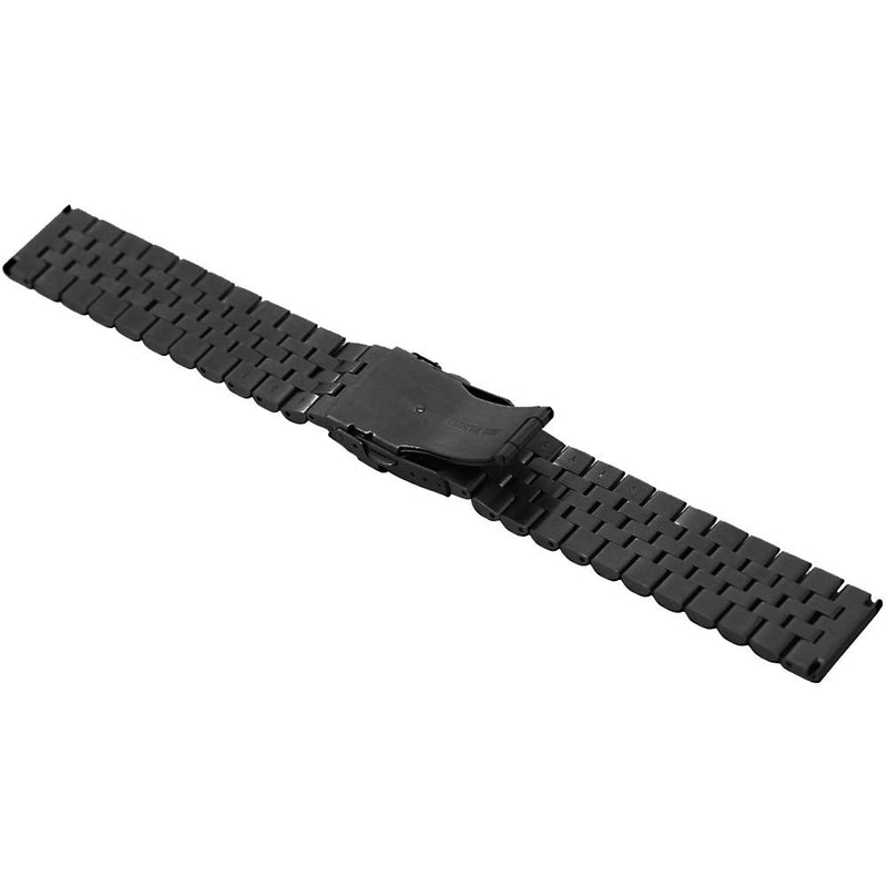 [Australia] - Super Brushed & Polished 3D Solid Stainless Steel Watch Bracelet Band 20mm 22mm Security Double Deployment Buckle Black 