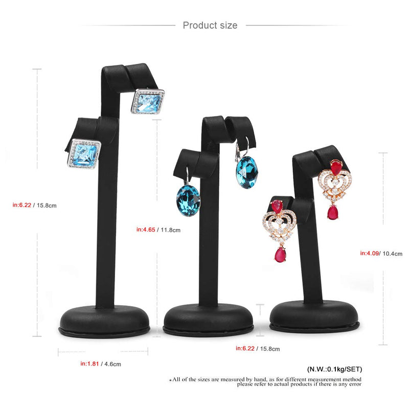 [Australia] - Oirlv 3 Premium Leather Earring Display Stand Showcase Earring Organizer Holder (Black) Black 