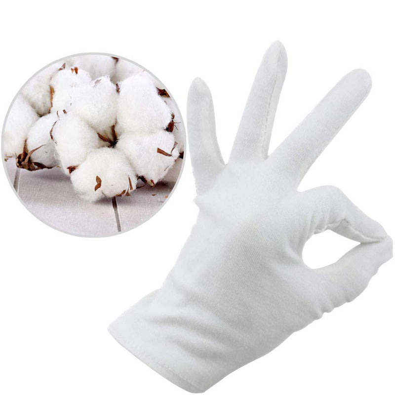 [Australia] - TEEROVA 2 Pairs Premium Cotton Cosmetic Moisturizing Natural Therapy Gloves for Dry Hands Healing and Beauty (White) 