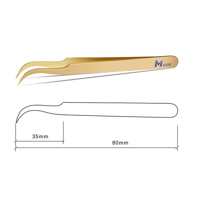 [Australia] - MGER Application Tweezers for Individual and 3D 6D Volume Mink Eyelash Extensions J Pointed Tweezers Professional Stainless Steel Precision Tweezers 