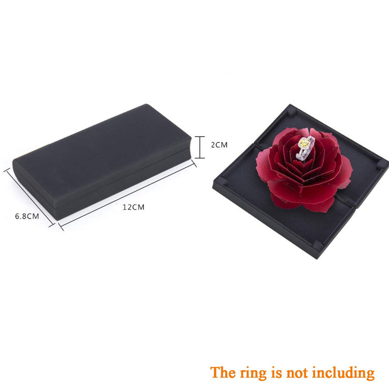 [Australia] - Engagement Ring Box,Ring Rose Box Surprise Jewelry Storage Holder for Woman as Proposal Engagement Wedding Ring Jewelry Gift Case in Valentine's Day ect. Black 