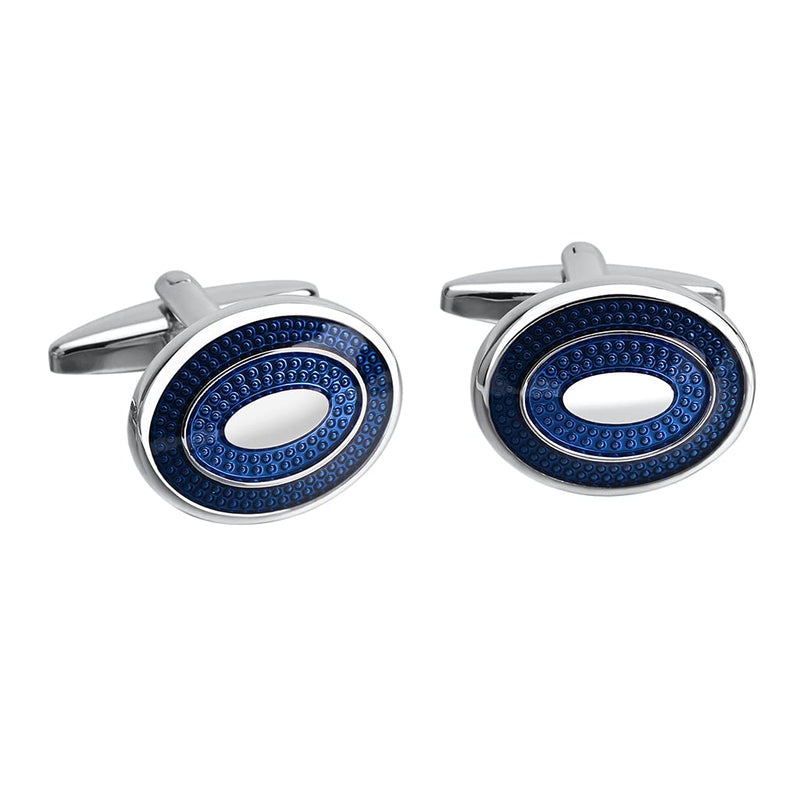 [Australia] - SAVOYSHI Classic Stainless Steel Bussiness Cufflinks for Mens French Shirt Cuffs Oval Blue Enamel Cuff buttons Wedding Gift 