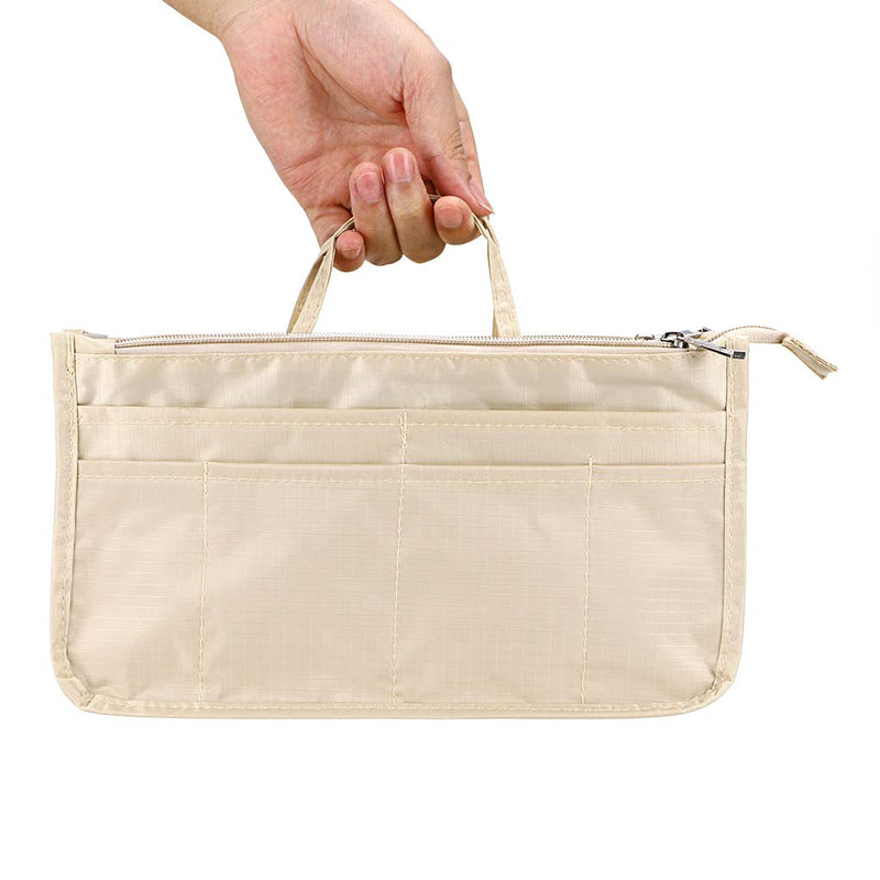 [Australia] - BTSKY Printing Handbag Organizers Inside Purse Insert -- High Capacity 13 Pockets Bag Tote Organizer with Handle Beige 