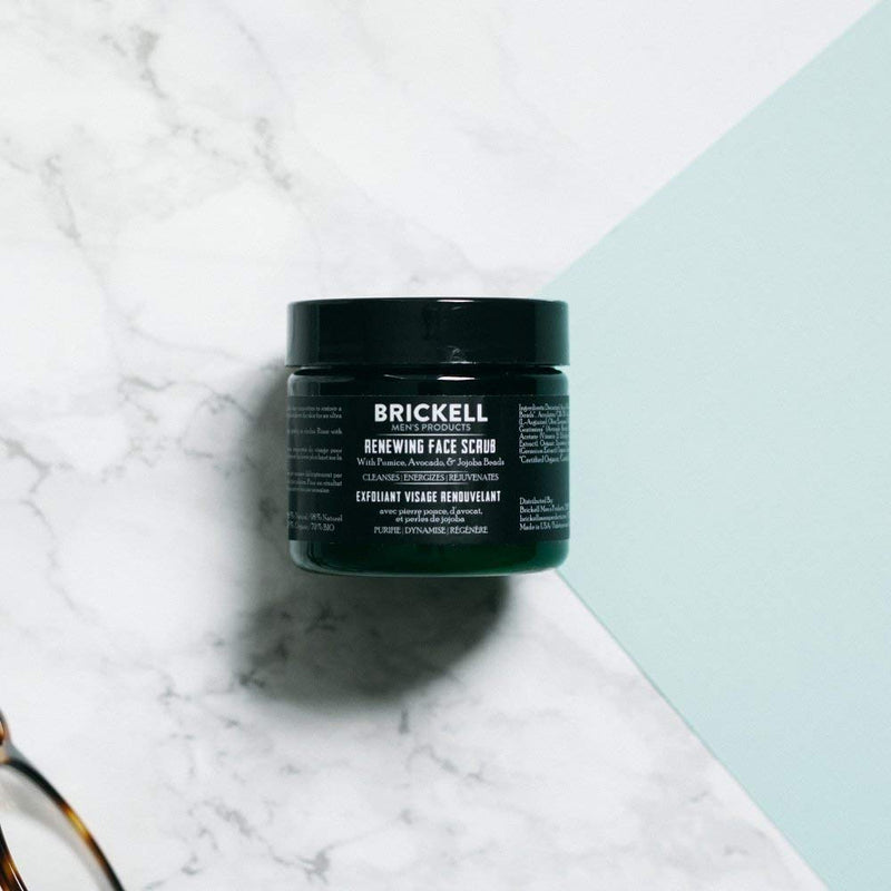 [Australia] - Brickell Men's Renewing Face Scrub for Men, Natural and Organic Deep Exfoliating Facial Scrub Formulated with Jojoba Beads, Coffee Extract and Pumice, 2 Ounce, Scented 