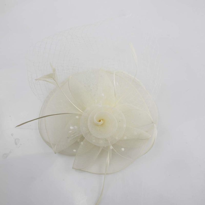 [Australia] - Fascinator Hat 20s Pillbox Hat Cocktail Tea Party Top Hat Derby Kentucky Wedding Headwear for Girls and Women B-beige 