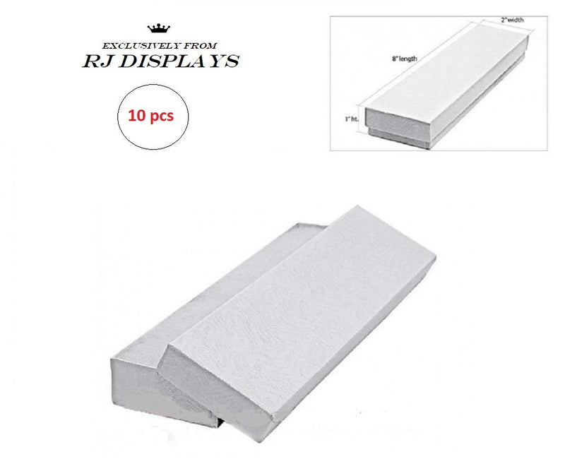 [Australia] - 10 Pack White Swirl Cotton Boxes Jewelry Bracelet, Watches, Necklace and Anklet Gift Displays 8" x 2" x 1" Inch by R J Displays 