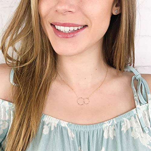 [Australia] - Long tiantian Mother Daughter Necklace Two Interlocking Infinity Double Circles Necklace Mother's Day Jewelry Gifts from Daughter rose gold 