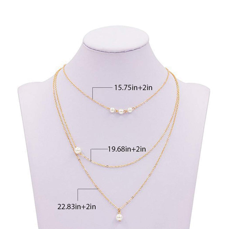 [Australia] - Ronglia Boho Layered Choker Necklace Gold Pearl Pendant Necklaces Chain Jewelry for Women and Girls 