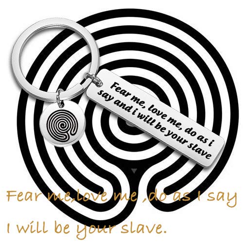 [Australia] - TIIMG David Bowie Lyrics Labyrinth Movie Inspired Gift Fear Me Love Me Do As I Say and I Will Be Your Slave Keychain Gift for Boyfriend Husband Girlfriend fear me keychain 