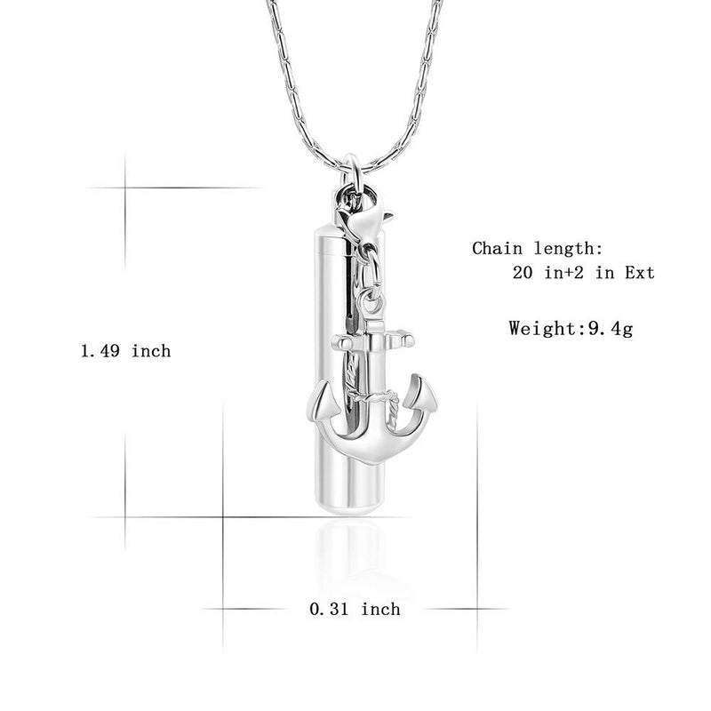 [Australia] - constantlife Cylinder Cremation Jewelry for Ashes 316L Stainless Steel Urn Pendant Memorial Necklace with Small Accessories Charms Keepsake Anchor 