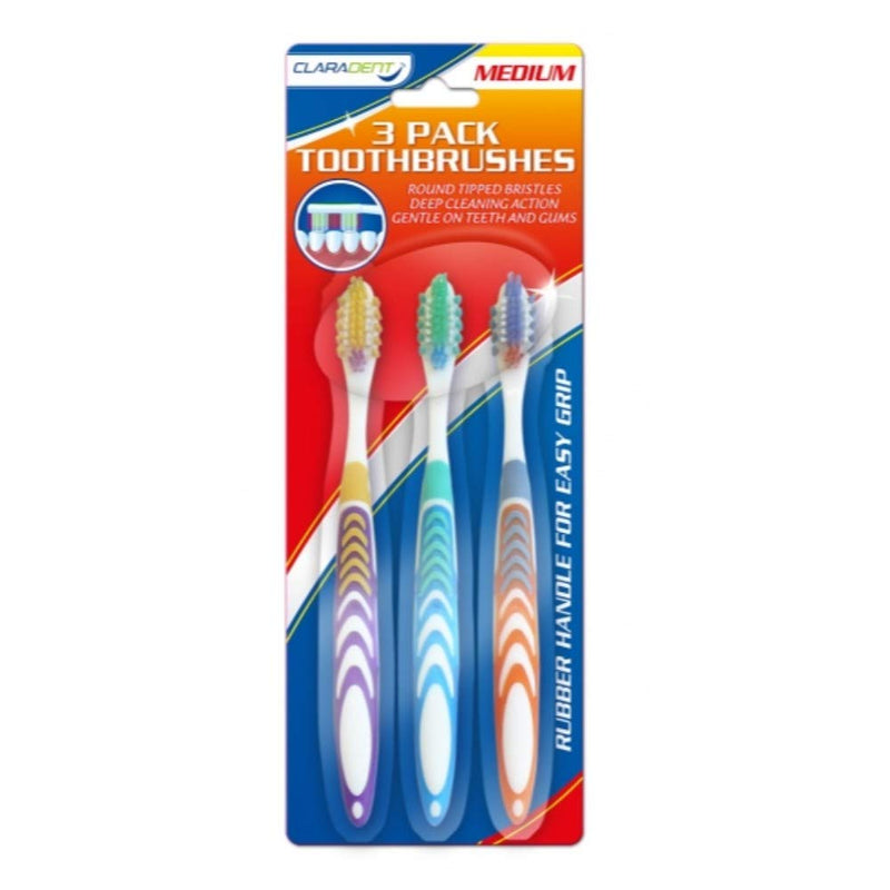 [Australia] - Claradent Medium Bristle Toothbrushes Pack of 3 